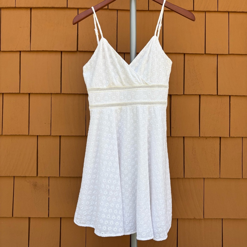 ALTAR'D STATE | White Spaghetti Strap Dainty Eyelet Babydoll Mini Dress | Size S